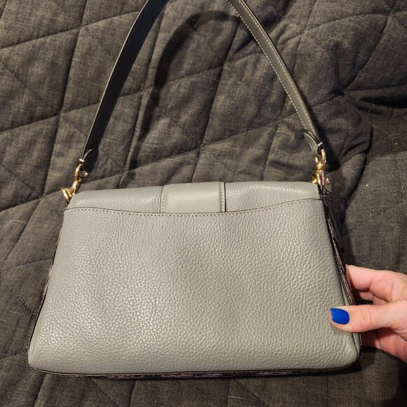 COACH New Shoulder Bag- Snakeskin Print and Dove Grey Leather - Picture 7 of 7